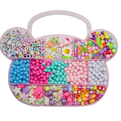Maleta de Miçangas Infantil Completa Pingente 945 Para Montar Pulseira Letras Coloridas Entremeios