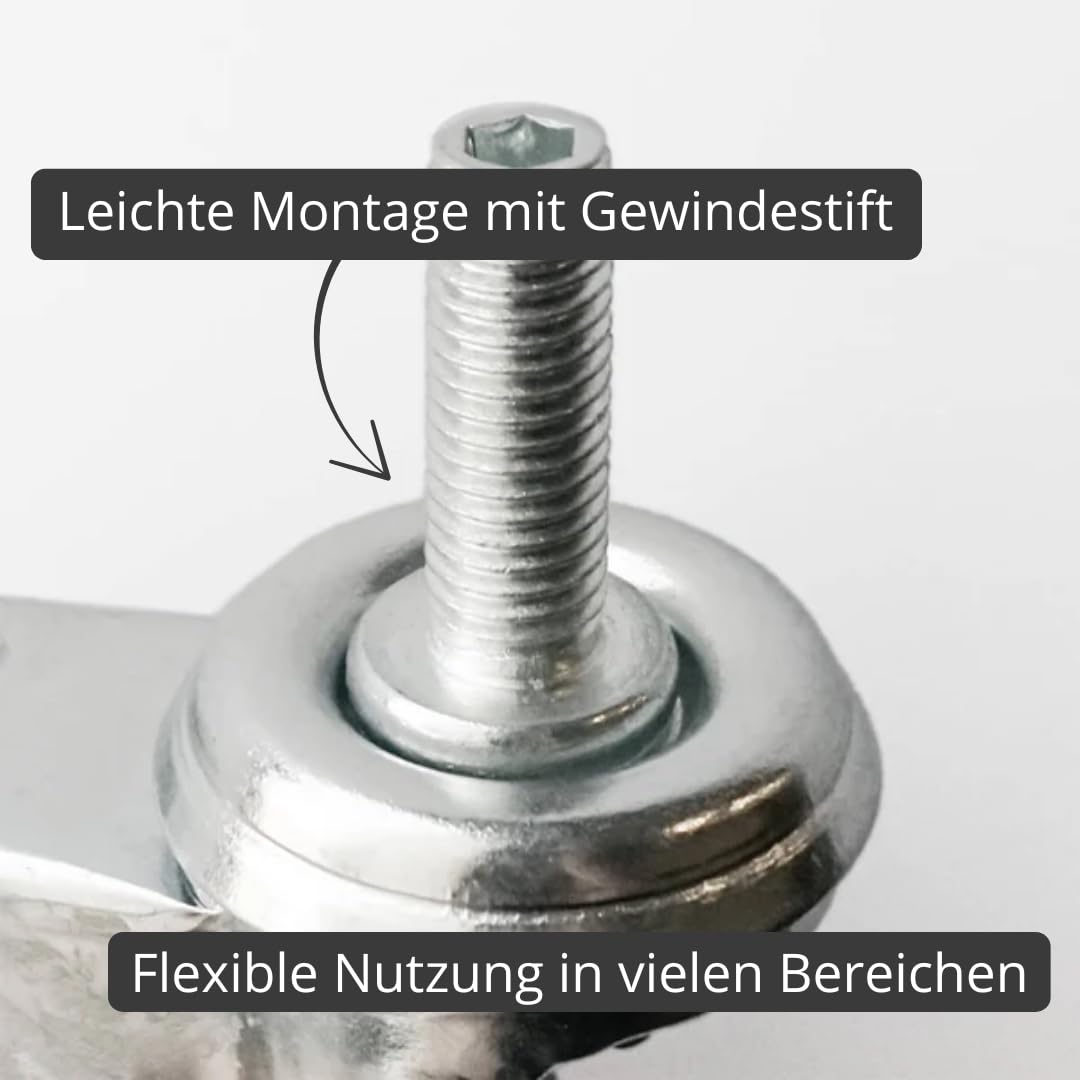 Pokm Toolsmarket Transportrolle 50 Mm Ohne Bremse – M10x30 Mm Gewindestift, Vollgummi, 360° Drehbar, Tragkraft 25 Kg, Für Möbel & Geräte