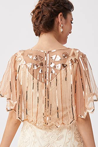 BABEYOND 1920s Shawl Wraps Sequin Beaded Evening Cape Bridal Shawl4