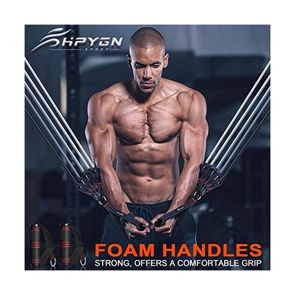 Resistance Band, Exercise Bands with Handles, Workout Bands, Fitness Bands with Door Anchor and Ankle Straps, for Heavy Resistance Training, Physical Therapy, Shape Body, Yoga, Home Workouts Set