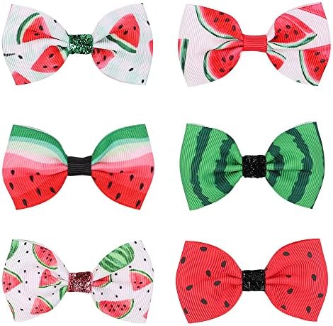 Watermelon Turban Headband Baby Girls Fruit Headwrap Watermelon Hair Hand Bow BBG20 (Hair Clips-6G)
