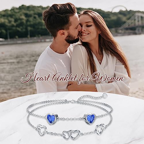 Pulsera tobillera para mujer de plata de ley 925 ROMANTICWORK 23cm ajustable 6
