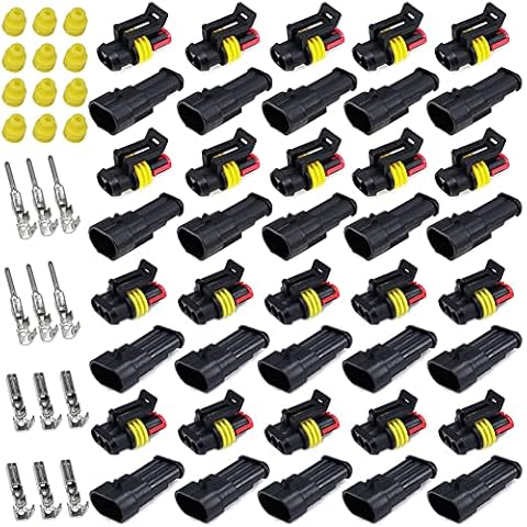 Nachlesy 20 Kit Car Waterproof Electrical Wire Connector Terminals,2 3 pin Terminals Plug for Car, Truck, Boat,Motorcycle Scooter Cover