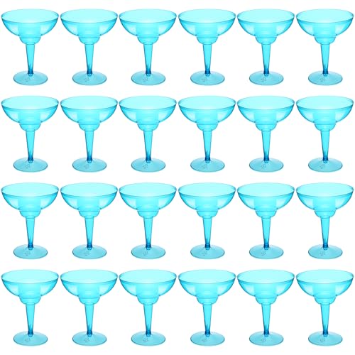 ywmigl 12 Pcs Plastic Margarita Glasses 12 oz Margarita Cups Mexican Theme Party Decorations Martini Glasses Bulk Cocktail Glass for Wedding Mexican Theme Carnivals (Blue)