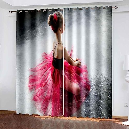 Lot De 2 Rideau Chambre 3D Danseuse Rideaux Phonique Anti Bruit Salon Rideau Isolant Thermique Anti Chaleur Adulte Enfant Rideau Occultant Fenetre À