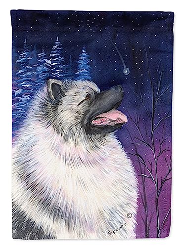 Drapeau de jardin Keeshond Starry Night taille S multicolore pour extérieur