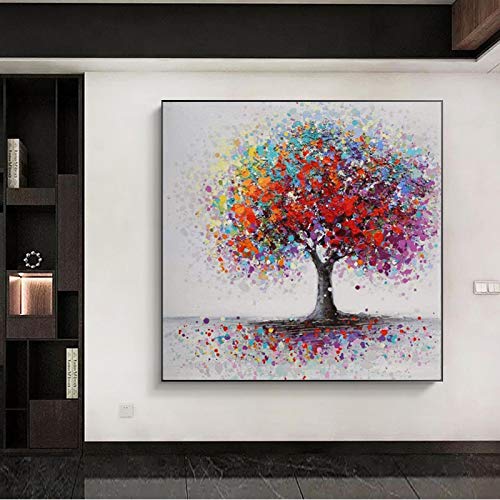Cuadro decorativo de árbol abstracto en lienzo de 30x30cm para decoración del hogar
