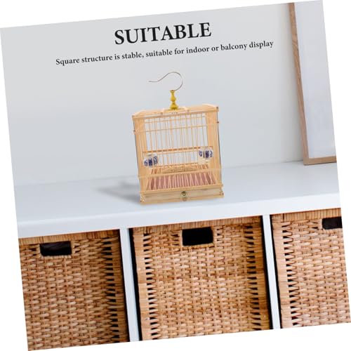 Cage à oiseaux bambou habitat rectangulaire pour inséparables et chardonnerets