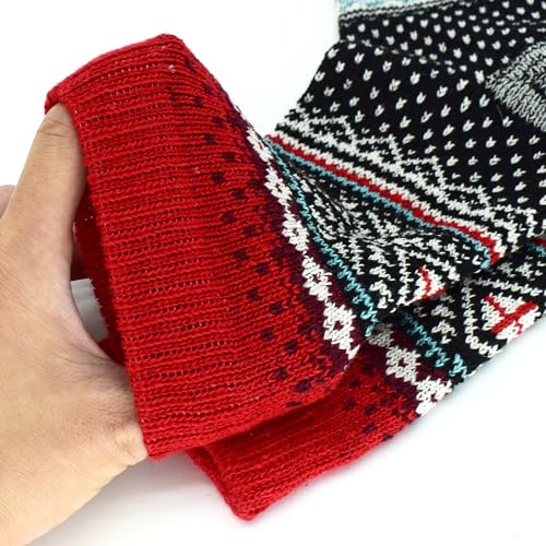 Image of 5 Pairs Vintage Winter Women Socks Warm Thick Knitted Soft Wool Socks Christmas Gifts Cozy Crew Socks