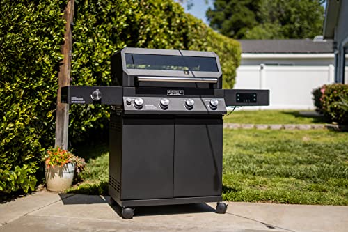 Image of Monument Grills Denali Series, 4+1 Liquid Propane Gas Smart BBQ Grill, 4 Burners & 1 Side Burner Denali 425 with Smart Technology and Knob Controls, Black
