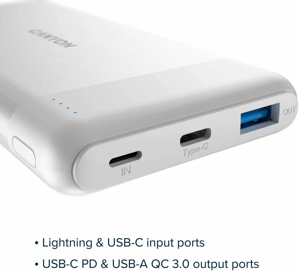 Diagram showing the input and output ports of the CANYON PB-109 Powerbank