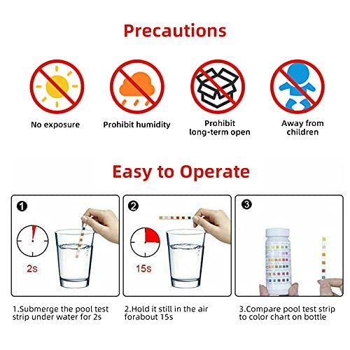WMLBK Pool Water Test Kit 100ct,7 in 1 Ph Test Strips for Pools and Spas Swimming Pool Accessories PH/ Total Chlorine/ Hardness/ Free Chlorine/ Bromine/ Cyanuric Acid/Alkalinity - Thumbnail 4