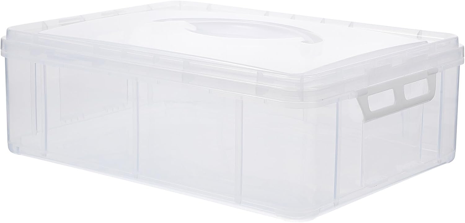 ARTIBETTER Cupcake Carrier Box with Lid, Portable Plastic Muffin Storage Container, White Cake Storage Holder for Travel and Dessert Transport