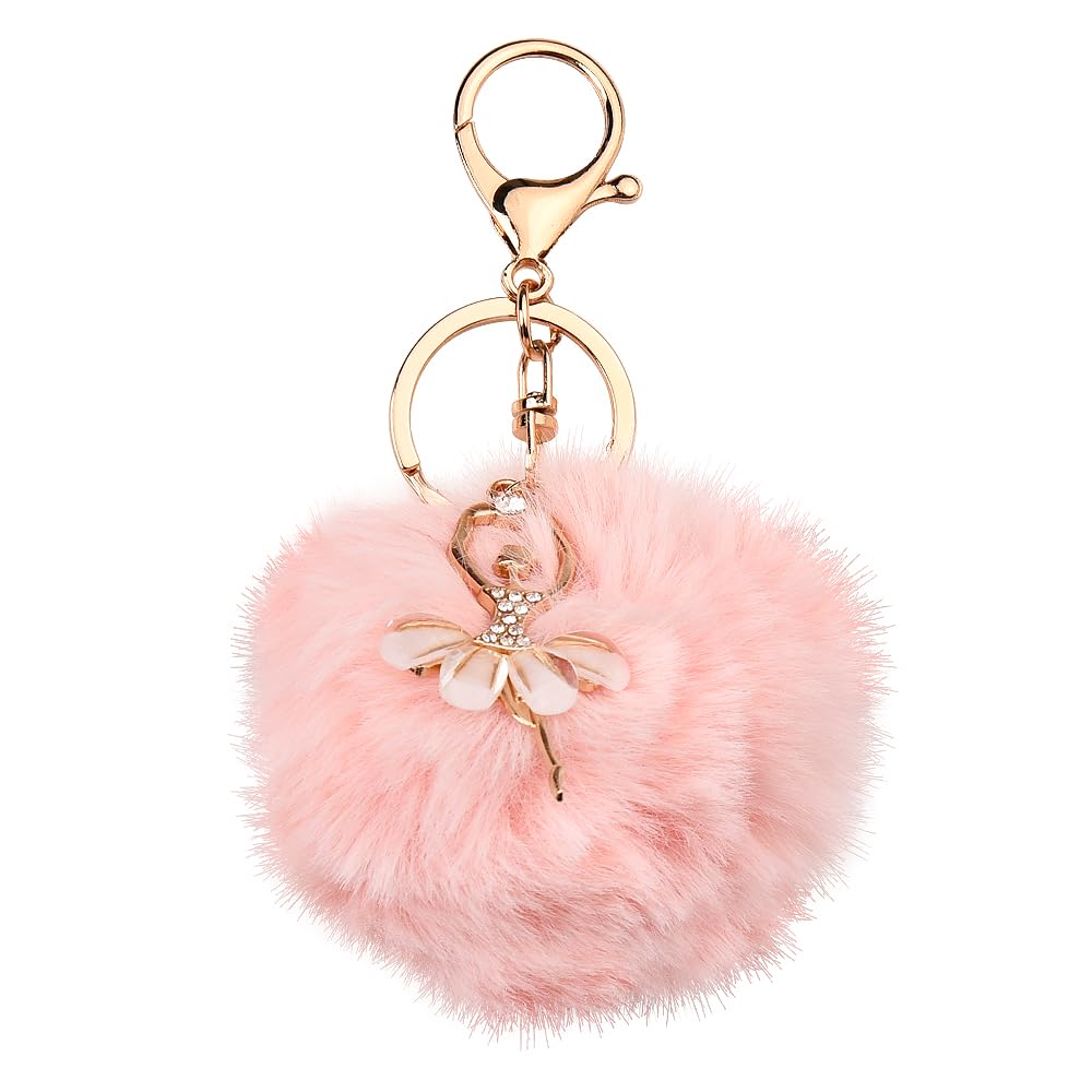 Kilener Ballet Keychains Fur Ball Keychain for Women Girls Gifts for Ballet Dancer Lovers Birthday Valentines Day Gifts