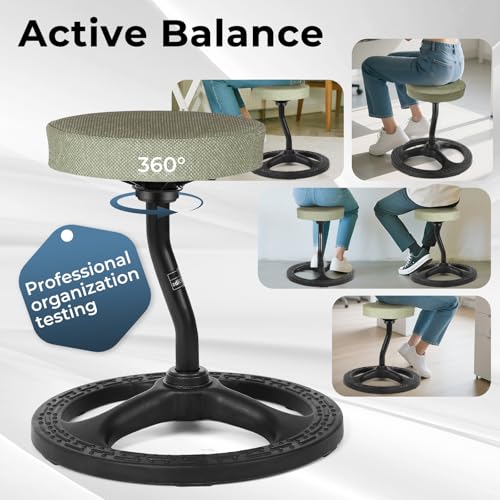 Image of ADHD Chair for Kids, Yoga Chairs for Adults, Wobble Stool Active Flexible Seating Desk Chair with Non-Slip Base and Washable Seat Cover for Stability, Balance, Yoga, Office, School, Classroom