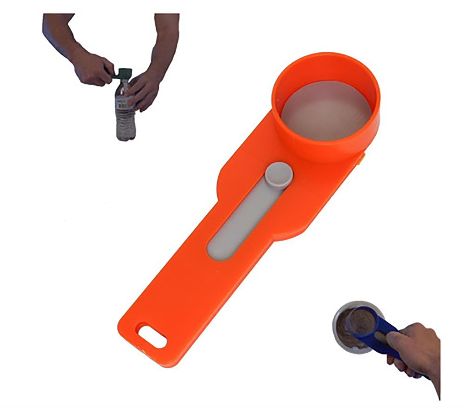 Multi Purpose Scoop with Built in Funnel, Powderpal Mess-Free Powder Scoop,Precise Protein Powder Sliding Spoon,Collagen Formula Coffee Spoon System for Narrow Bottles,Easy Dispensing (Orange)
