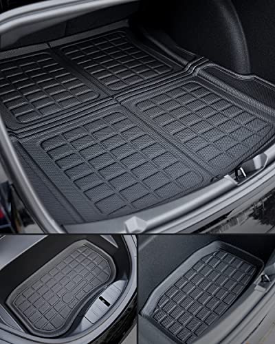 Taptes 2023 2022 2021 Full Set Floor Mats Front Trunk Mats For Tesla Model 3 2021 2022 2023, Premium All Weather Anti-Slip Waterproof Floor Liners Cargo Rear Trunk Mat Interior Accessories (Set Of 6) #TOP4