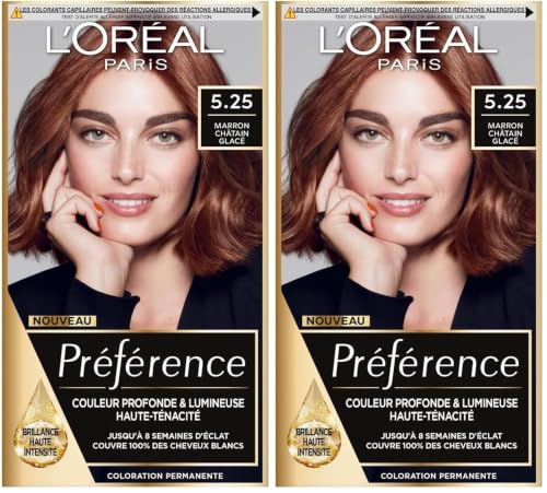 L'Oréal Paris Préférence Coloration Permanente Cheveux, Nuance : Antigua (5.25), Marron Chocolat Glacé (Lot de 2)
