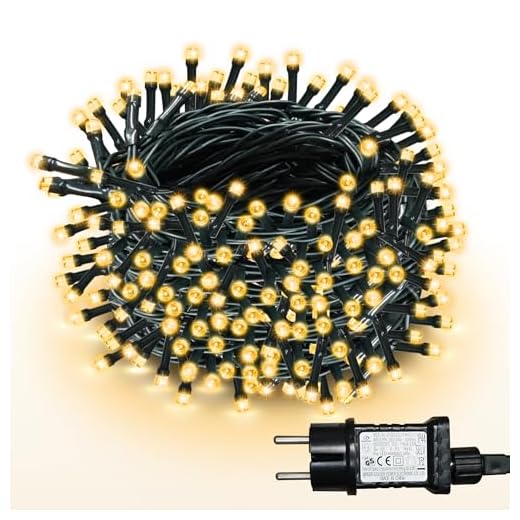 WISD Guirlande Lumineuse Décorative 102.8M 1000 LED sur Câble Vert, Etanche IP44, 8 Modes d'éclairage, Décoration Intérieure et Extérieure pour Noël Sapin Chambre Jardin Fêtes Mariage - Blanc Chaud