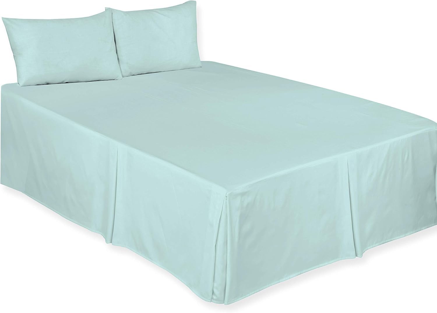 CHILIMILII Base Valance Bed Sheet Pleated–Poly Cotton Fitted Bed Skirt- Wrinkle-Free, Easy Fit, Machine Washable – Fits Under the Mattress - Base Bed Skirt with a 40cm Drop (Duck Egg, King)