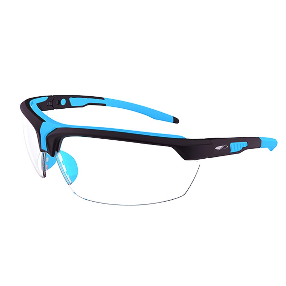 JSP Lyss Safety Spectacles Black Frame Blue Temple Clear Lens (1LYSBB23CKN), Black / Blue