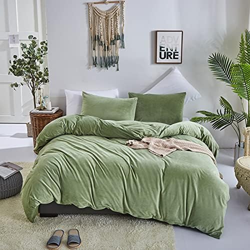 Wellboo Sage Green Velvet Duvet Covers 