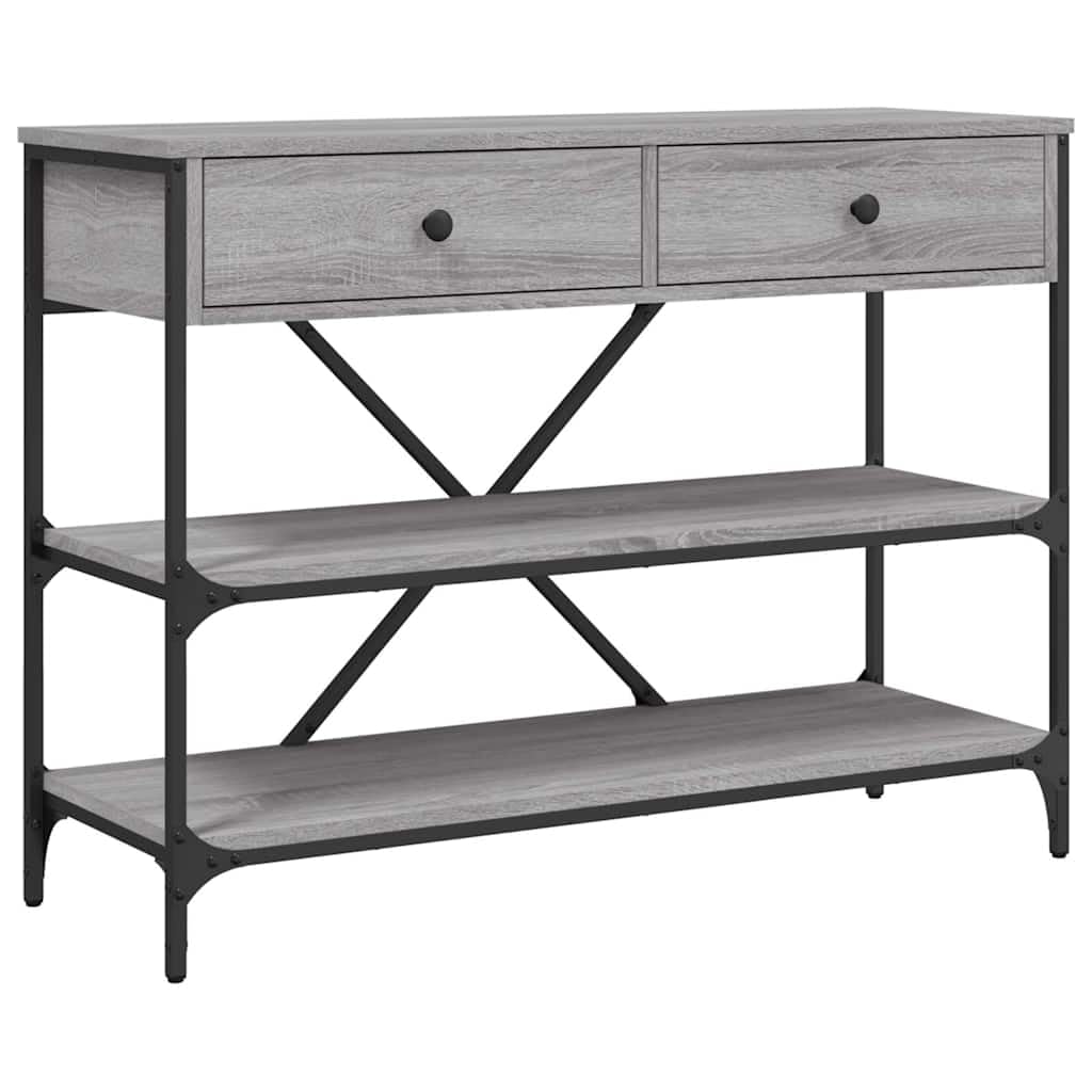 vidaXL Console Table, Side Table for Living Room, Hallway Table with Drawers and Shelves, Sofa Table, Industrial Style, Grey Sonoma Engineered Wood