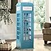 HZLCMPY Telephone Booth 5-Tier Wooden Bookcase Freestanding CD Storage Cabinet Living Room Display Bookshelf with Front Door, 44.5