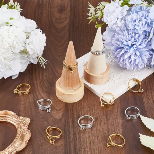 SUNNYCLUE 1 Box 12Pcs Crochet Ring Set Yarn Rings Knitting Rings Adjustable Crochet Hook Ring Vintage Crochet Rings Tension Ring Finger Yarn Guide Rings for Crocheting Knitting Accessories Women - Image 4