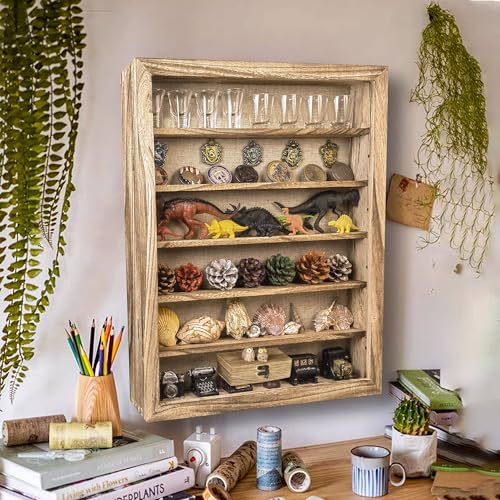 Image of Original Wood Shadow Box Frame 16x20 Shadow Box with Shelves 2.6 inch Interior Depth Memorial Shadow Box with Linen Back for Handicrafts,Picture Frames,Medals,Coins,Pins Collection and More