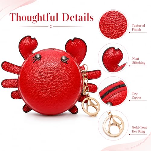 Image of QZUnique Women's PU Leather Crab Shape Pendant Purse Mini Bag Key Chain
