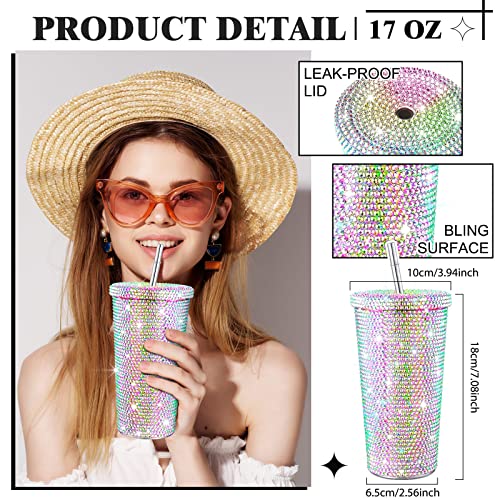 Irenare 3 Pieces Diamond Water Bottle Rhinestone Water Bottle Glitter Tumbler Thermal With Chain Bling Cups With Lids Rhinestones Stainless Steel Thermal For Women Girl, 25 Oz, 25 Oz, 17 Oz #TOP3