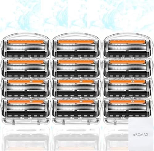 ARCMAX ジレット用 互換替刃 ジレット替刃 電動 5枚刃 プログライド フュージョン 12個 (ブラックオレンジ)