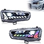 HCmotion RGB LED Headlights Assembly Fit Mitsubishi Lancer & EVO X 2008 2009 2010 2011 2012 2013 2014 2015 2016 2017 2018 2019 2020 With LED DRL Animation LED Sequential Turn Signal (RGB-Clear)