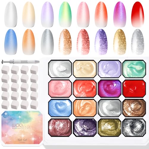 Set de esmaltes en gel con 16 colores degradados miniatura 1
