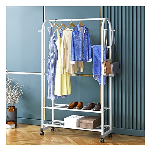 Perchero de metal resistente, perchero con ruedas para dormitorio y sala de estar, estante de secado resistente para abrigos y chaquetas