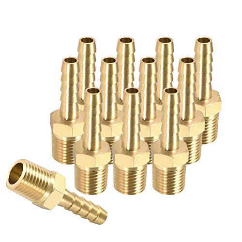 Brass 1/4" Barb X 1/4" NPT Male End Air Hose Pipe Fitting Threaded