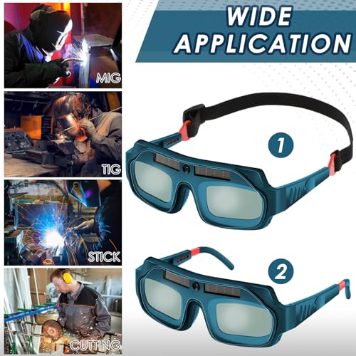 Image of Tellegloww 1 Set Auto Darkening Welding Glasses with Replacement Lenses, Solar Welding Goggles for Tig Mig Mma Plasma Cutting