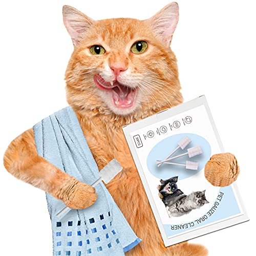LNBORZIZN Cat Toothbrush Puppy Toothbrush Disposable Gauze Dog Toothbrush 360 Degree Teeth Cleaning Tools Bad Breath Treatment for Dogs, Cats, Puppy and Kitten Puppy Tooth Brushing Kit – 30 PCS