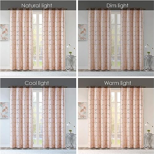 Intelligent Design Raina Total Blackout Metallic Print Grommet Top Single Curtain Panel Thermal Insulated Light Blocking Drape for Bedroom Living Room and Dorm 50x84 - Image 3