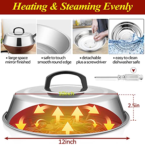 HaSteeL-Cheese-Melting-Dome-12Inch-9Inch-Stainless-Steel-Round-Steaming-Basting-Cover-Set-Heavy-Duty-Griddle-Grill-Accessories-for-Flat-Top-Griddle-Teppanyaki-BBQ-Cooking-Indoor-Outdoor-3Packs HaSteeL Cheese Melting Dome 12Inch 9Inch Stainless Steel Round Steaming Basting Cover Set Heavy Duty Griddle Grill Accessories for Flat Top Griddle Teppanyaki BBQ Cooking Indoor Outdoor 3Packs