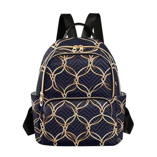 Sac à dos à bandoulière imperméable et antivol pour femme motif noir doré
