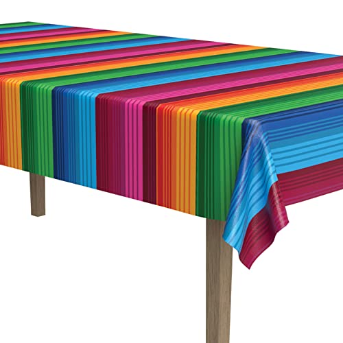Image of Beistle Fiesta Tablecover, 55 inch x 90.5 inch, Polyester, Rectangular, Fiesta Rectangular Tablecloth