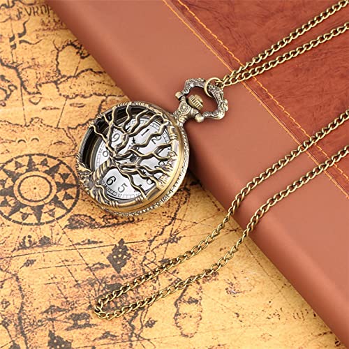 WRVCSS Holle Tree Design zakhorloge heren dames horloge met halsketting cadeau - Afbeelding 4
