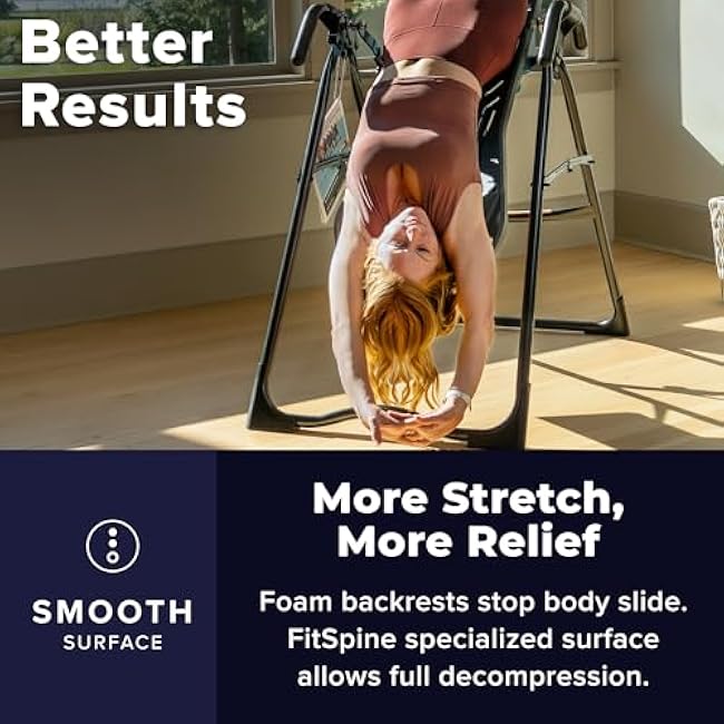 Teeter FitSpine X1 Inversion Table, Decompression Surface for Full-Body Stretch, Ergo Embrace Ankle Supports, Integrated Accessories, UL Safety Certified, Heavy-Duty 300 lb Capacity