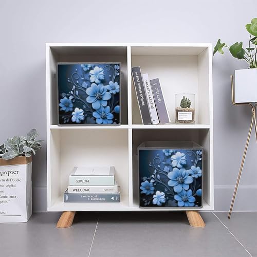 Boîtes de rangement pliables à motif floral bleu au design soigné - 6