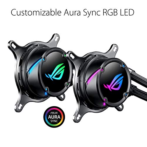 ASUS ROG Strix LC 240 RGB White Edition All-in-one Liquid CPU Cooler with Aura Sync RGB, and Dual ROG 120mm addressable RGB Radiator Fans 2
