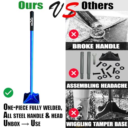 Moosefield Fully Welded Steel Tamper 8"x8" with 45 inch Handle Garden Landscaping Rammer for Earth, Soil, Asphalt, Gravel and Dirt Compaction Levelling Paver Tool - Image 3