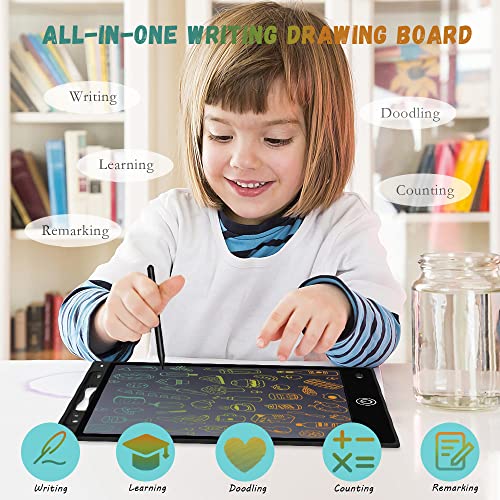 Yidedraw 3 Pack Black Lcd Writing Tablet, Colorful Screen Doodle Board Reusable Electronic Drawing Doodle Pad Learning Educational Toy Gift For Kids And Adults At Home (8.5‘’ 10‘’ 12‘’) #TOP5