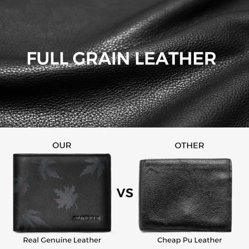 Image of RUNBOX Wallet for Men Leather RFID Blocking Bifold Front Pocket Wallet